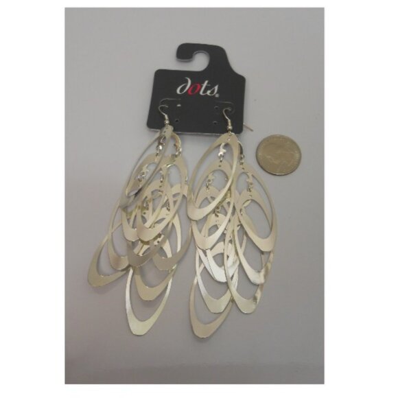 Dots Jewelry - Women Fashion Drop Dangle Earrings Metal Oblong Silver Tones Hook Fasteners DOTS